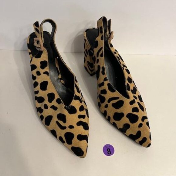 Gianni Bini Size 8 Animal Print Leopard Print Pointy Block Heels - Picture 2 of 8